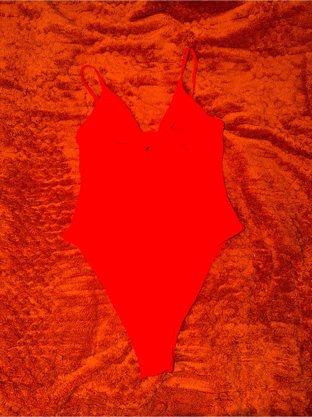 Divided Bright Red Girls One-Piece Swimsuit